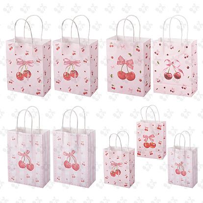 9шт. 3 стили бумажных сумок для хранения с принтом вишни, пакеты для шоколада, конфеты, печенье подарочная упаковка, прямоугольные