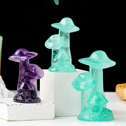 Натуральный флюорит гриб скульптура украшение витрина, фигурка для украшения дома, энергетический камень рейки для исцеления