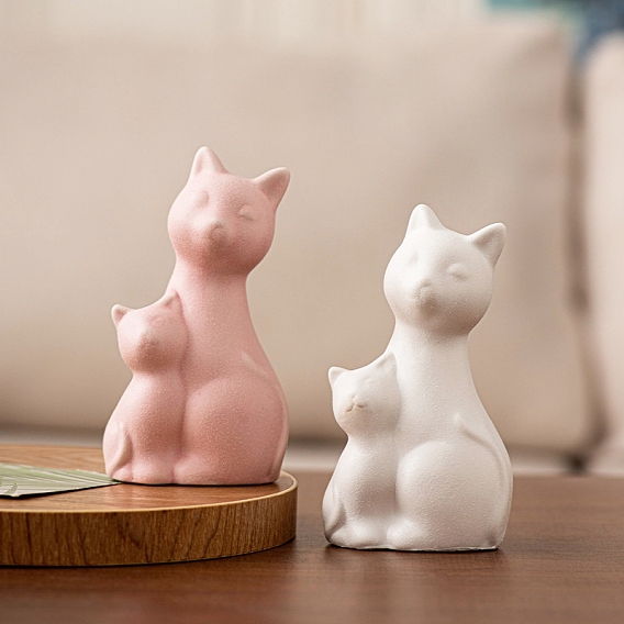 Фарфоровые статуэтки в форме двух кошек, украшения для выставки, украшение для рабочего стола для домашнего офиса