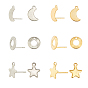 304 Stainless Steel Stud Earring Findings, with Stainless Steel Ear Nuts, Moon, Rings and Stars
