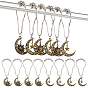 16 шт. 2 стильные железные кольца для занавески для душа для ванной комнаты, с подвесками в виде животных из сплава в тибетском стиле, луна