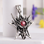 Retro 316 Surgical Stainless Steel Resin Rhinestone Star with Dragon Skull Gothic Pendants, 38.5x34.5x11mm, Hole: 5x8.5mm