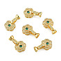Brass Pave Clear & Green Cubic Zirconia Fold Over Clasps, Nickel Free, Flower