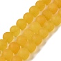 Natural Dyed Jade Beads Strands, Frosted, Round