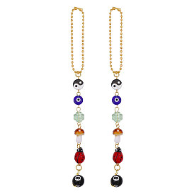 2шт. стеклянные подвески для автомобиля, плоский круглый, инь-ян и гриб