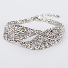 Sparkling Diamond Bracelet for Women - Elegant Alloy Bangle with Full Rhinestones (B127)