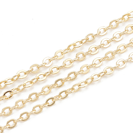 Brass Cable Chains, Soldered, with Spool, Flat Oval, Nickel Free