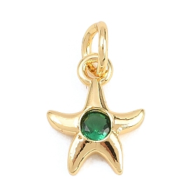 Латунные микро проложить кубического циркония подвески, прелести морская звезда, долговечный, стойки покрытие, без свинца и без кадмия