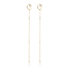Creative Star Cubic Zirconia Earring Strap, Brass Cuff Earring with Long Tassel, Bluetooth Headset Anti-lost Earrings