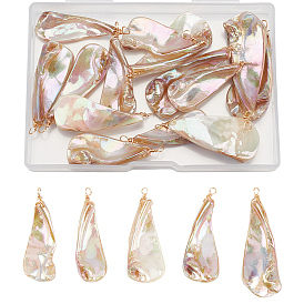 20шт. подвески из натуральных пресноводных ракушек с гальваническим покрытием, подвески-слезинки с круглыми петлями из экологически чистой медной проволоки, золотые