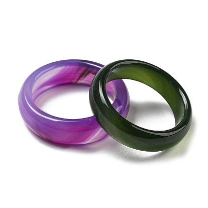 Dyed & Heated Natural Agate Plain Band Rings