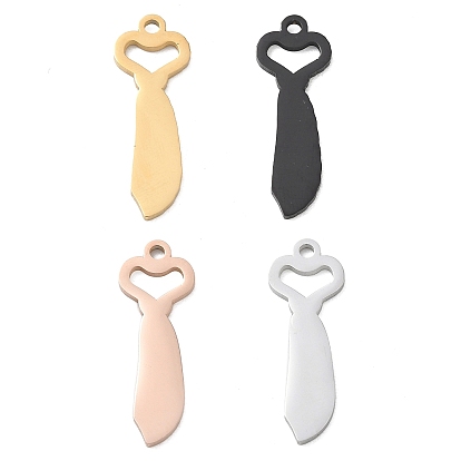 304 colgantes de acero inoxidable, corbata con colgantes en forma de corazón, Pulido