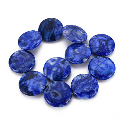 Natural Crazy Agate Beads Strands, Dyed & Heated, Flat Round