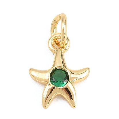 Латунные микро проложить кубического циркония подвески, прелести морская звезда, долговечный, стойки покрытие, без свинца и без кадмия