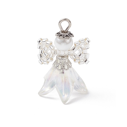 Подвески-ангелы из стеклянных бисеров, с железной петлей и акрилом