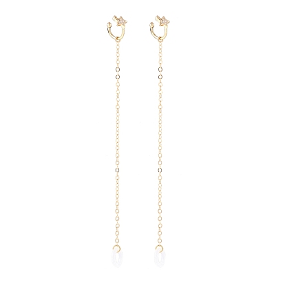 Creative Star Cubic Zirconia Earring Strap, Brass Cuff Earring with Long Tassel, Bluetooth Headset Anti-lost Earrings