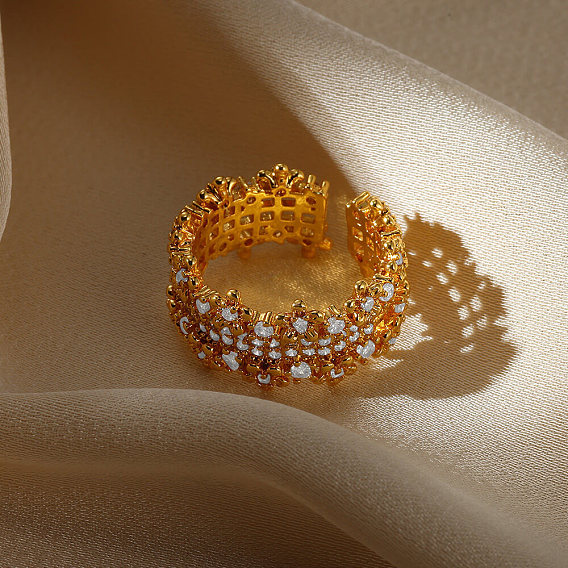 Регулируемые манжеты-кольца из латуни с микропаве из кубического циркония для женщин