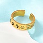 Brass Enamel Cuff Open Rings, Mahjong Pattern