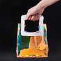 Gorgecraft PVC Laser Transparent Bag, Tote Bag, with PU Leather Handles, for Gift or Present Packaging, Rectangle
