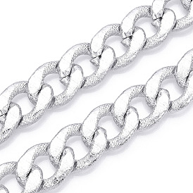 Gourmettes texturées en aluminium, chaînes à maillons cubains à facettes taillées en diamant, non soudée