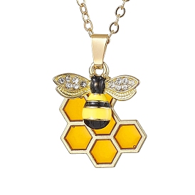 Alloy Pendants Necklaces, Brass Cable Chain Necklaces for Women, Bee