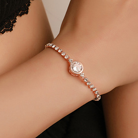 Fashionable Rose Gold Heart Zircon Bracelet for Women with Simple Alloy Inlay Diamonds