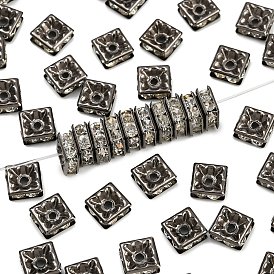 Латунные бусины разделители для поставки стразов, класс А, металлический черный , квадратный, 7x7x3 мм, отверстие : 1 мм