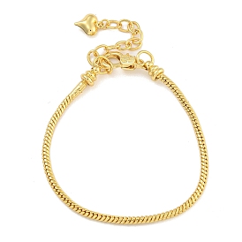 2.5mm Brass European Style Round Snake Chain Bracelets for Jewelry Making, with Clasps