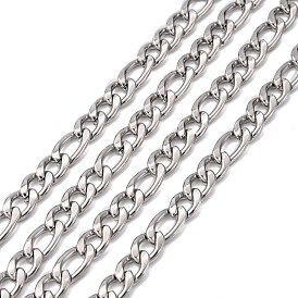 304 Stainless Steel Mother-Son Figaro Chains, Unwelded
