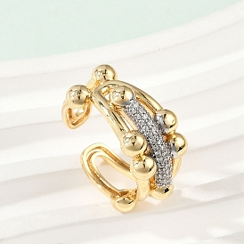 Открытые манжеты из латуни с микропаве и прозрачным цирконием для женщин