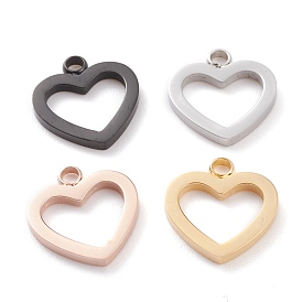 Ion Plating(IP) 304 Stainless Steel Charms, Laser Cut, Heart