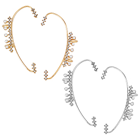 4шт 4 стиль кристальные стразы изогнутые планки серьги-манжеты с искусственным жемчугом, серьги-кольца из сплава для женщин