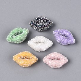 Непрозрачные акриловые бусины, губа, со стразами