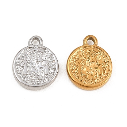 Кованые 304 подвески из нержавеющей стали, плоские круглые прелести