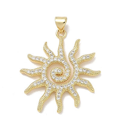 Pendentifs en laiton zircon cubique clair, charmes de soleil, plaqué longue durée, sans plomb et sans cadmium