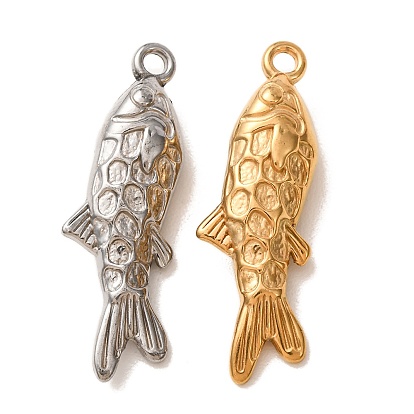 Pendentifs en acier inoxydable, charmes de poissons, placage ionique (ip), plaqué longue durée