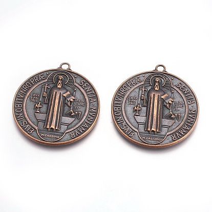 Сплавочные подвески тибетского стиля, без кадмия и без свинца, святой Бенедикт медаль, 51x46x3 мм, отверстие : 3 мм