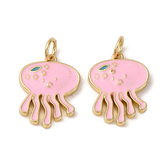 Латунные подвески в виде медуз с розовой эмалью, без свинца и без кадмия, долговечный, стойки покрытие