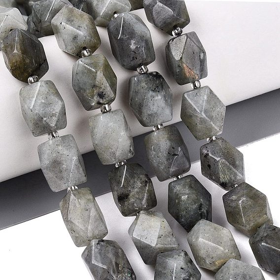 Chapelets de perles labradorite naturelle , perles à facettes taillées en diamant, losange, avec des perles de rocaille