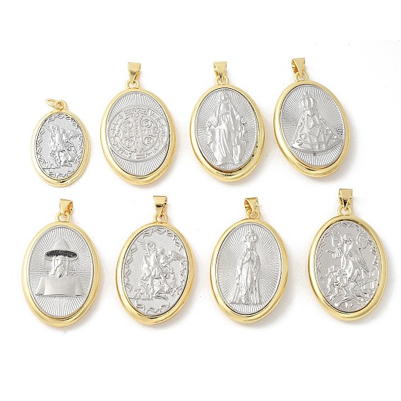 Латунные подвески, овальные, религия, стойки покрытие, без кадмия и без свинца, долговечный, с целью перехода в кольце