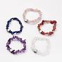 Natural Gemstone Chips Beads Stretch Bracelets, with Non-Magnetic Synthetic Hematite Beads