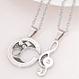 2Pcs 2 Style Alloy Musical Note Matching Puzzel Pendant Necklaces Set, Word I Love You Couple Necklaces for Best Friends Lovers