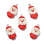 Opaque Resin Pendants, with Platinum Tone Iron Loops, Christmas Theme, Santa Claus