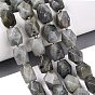 Chapelets de perles labradorite naturelle , perles à facettes taillées en diamant, losange, avec des perles de rocaille