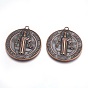 Сплавочные подвески тибетского стиля, без кадмия и без свинца, святой Бенедикт медаль, 51x46x3 мм, отверстие : 3 мм