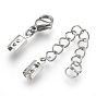 304 Stainless Steel Chain Extender, with Cord Ends and Lobster Claw Clasps
