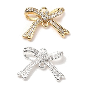 Шармы-соединители из латуни с микропаве из прозрачного кубического циркония, без кадмия, без никеля и без свинца, бантом