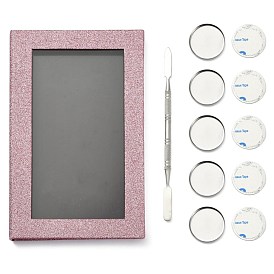 Magnetic Empty Makeup Palette, with 20PCS Removable Iron Pans & 1PC Spatula & 20PCS Adhesive Metal Stickers, for Eyeshadow Lipstick Makeup Pallet