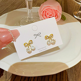 Chic and Elegant Butterfly Bowknot Zircon Earrings for Women, Unique Design Cherry Ear Studs Perfect for Summer Fashion.