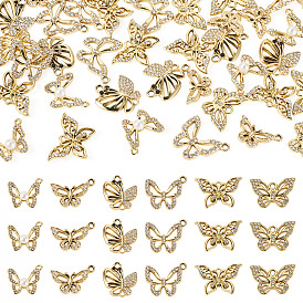 36 шт. 6 стили подвески из сплава с УФ-покрытием, со стразами, без свинца и без кадмия, бабочка